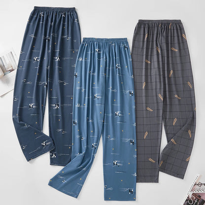 Extra Large Size Stylish Pajama Pants for Men, Spring and Autumn, Plus Size, Oversized, Casual Long Pants, Thin Style, Home Wear Pants
