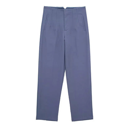 DUOPERI Women Fashion Solid Basic High Waist Trousers Chic Female Office Lady Casual Business Workwear Long Pant