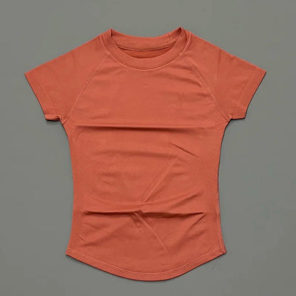 HISTELLO Sports Short Sleeve Top Women Gym Yoga Top Workout Clothes Sports T Shirt Fitness Activewear Running Tight Tops