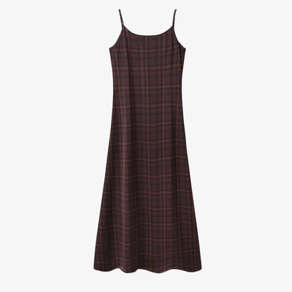 AS AW25 elegance slip satin dress + knitting cross top +mockneck woman clothing set adjustable maxi floor length