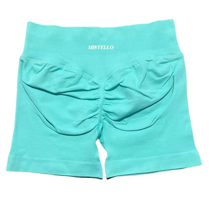 HISTELLO Sports Shorts Low Waist Seamless Scrunch Stretch Women Breathable Elastic Fitness Running Gym Yoga Workout Leggings
