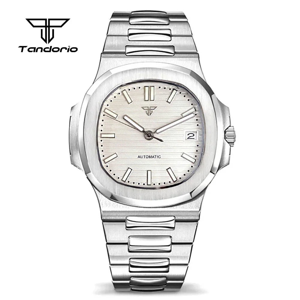 Simple Retro 40mm Square Sapphire Glass 100m Waterproof NH35A Automatic movement Dress WristWatch for Mens Green Luminous