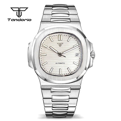 Simple Retro 40mm Square Sapphire Glass 100m Waterproof NH35A Automatic movement Dress WristWatch for Mens Green Luminous