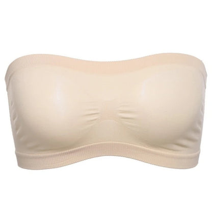 Lady's Sexy Strapless Crop Top Bra Bandeau Boob Tube Brassiere Summer Breathable Mesh Invisible Strapless without Chest Pad Wrap