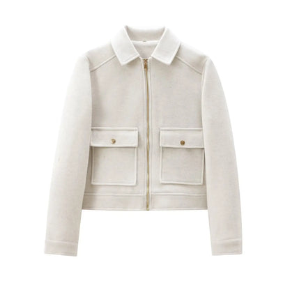 Women's Zipper Jacket Coat New Winter Long Sleeve Pocket Outerwear Coat Short Street Elegant Women's Jacket