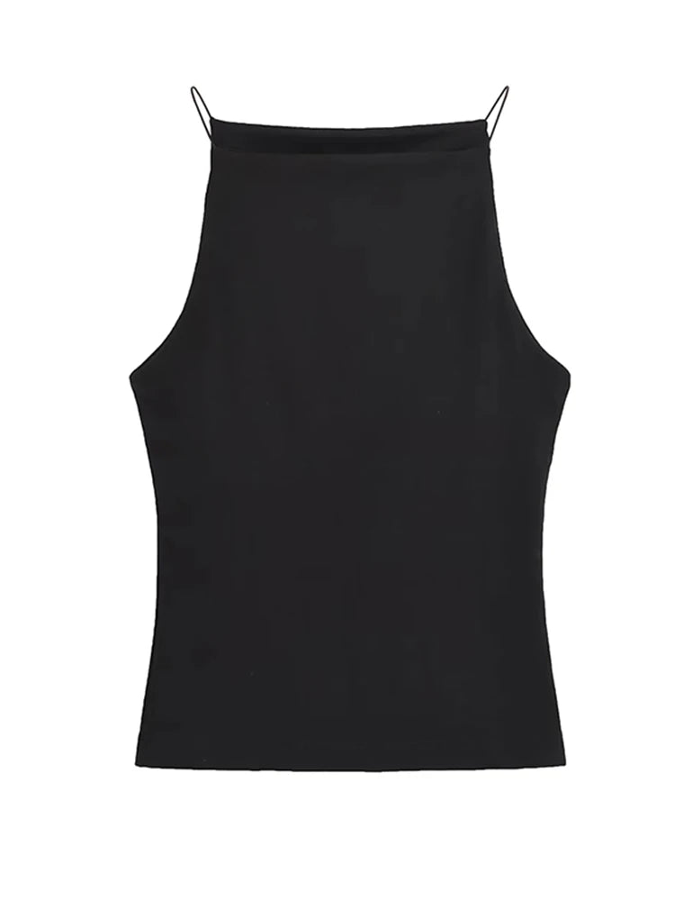 Women's Halter Tank Top Sleeveless Thin Straps Solid Color Camisole Fashion Female Top