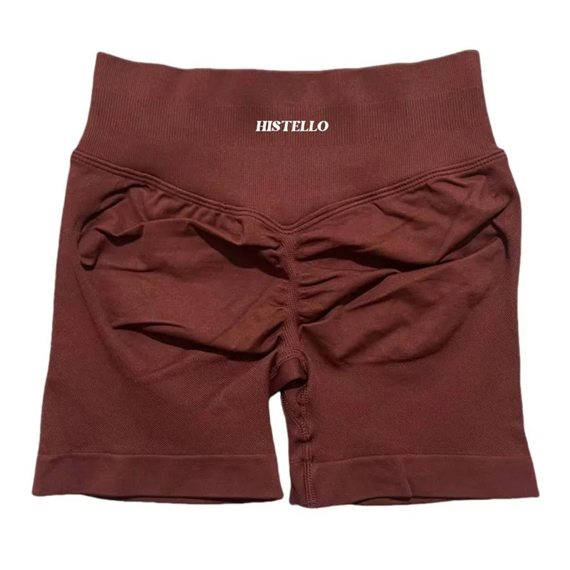 HISTELLO Sports Shorts Low Waist Seamless Scrunch Stretch Women Breathable Elastic Fitness Running Gym Yoga Workout Leggings