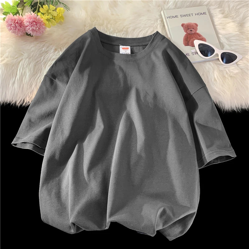 LEGIBLE Summer short sleeve T-Shirt  Women Tee Shirt  Loose Solid Basic T Shirt Women Casual O-neck Hipster Tshirt Top