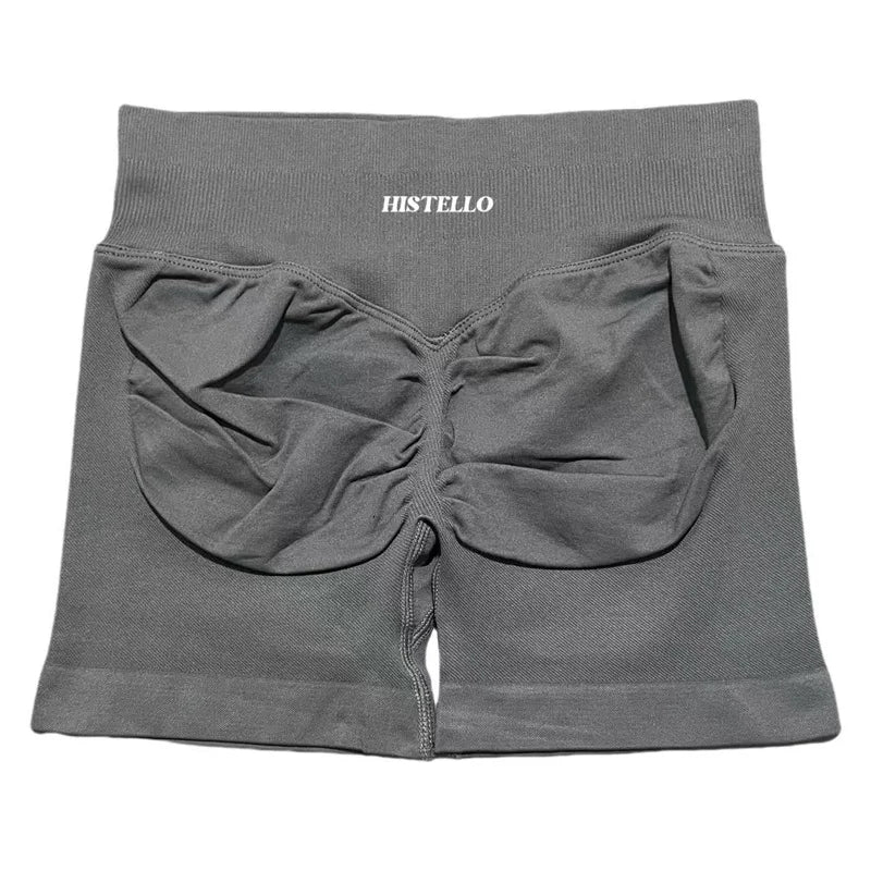 HISTELLO Sports Shorts Low Waist Seamless Scrunch Stretch Women Breathable Elastic Fitness Running Gym Yoga Workout Leggings