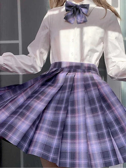 ZOKI Plaid Women Pleated Skirt Bow Knot Summer High Waist Preppy Girls Dance Mini Skirt Cute A Line Harajuku Sexy Japan Faldas