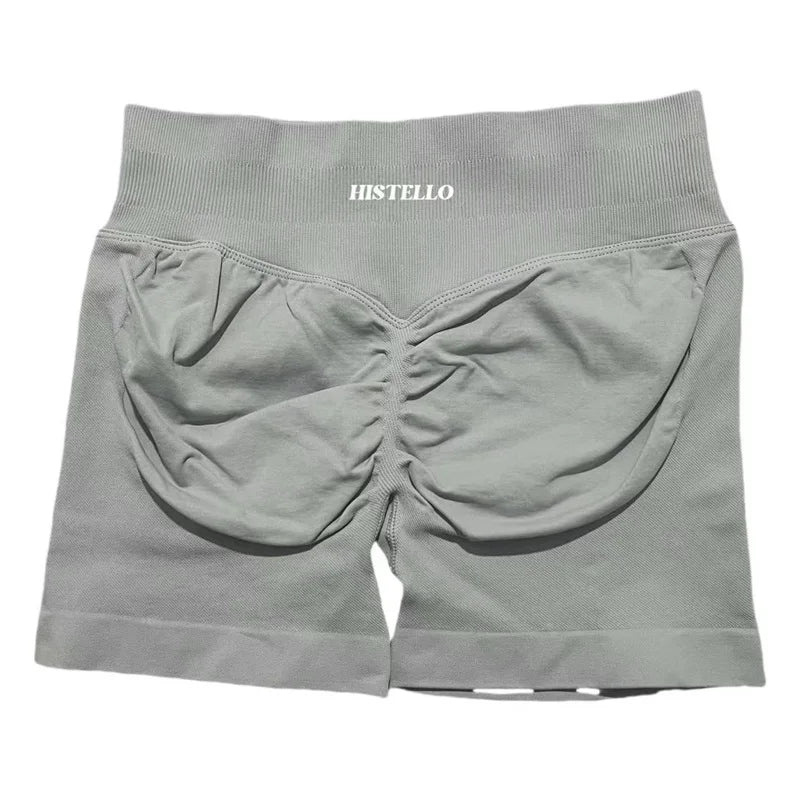 HISTELLO Sports Shorts Low Waist Seamless Scrunch Stretch Women Breathable Elastic Fitness Running Gym Yoga Workout Leggings