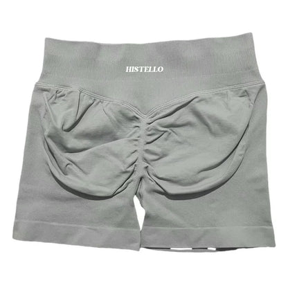 HISTELLO Sports Shorts Low Waist Seamless Scrunch Stretch Women Breathable Elastic Fitness Running Gym Yoga Workout Leggings