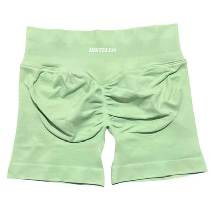 HISTELLO Sports Shorts Low Waist Seamless Scrunch Stretch Women Breathable Elastic Fitness Running Gym Yoga Workout Leggings