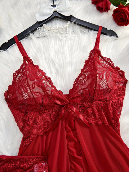 Lace Lingerie Set Women's Sexy Babydoll Chemise Romantic Ruffle Nightgown Delicate Panty Set New Hot Fashion Gift Luxuriou