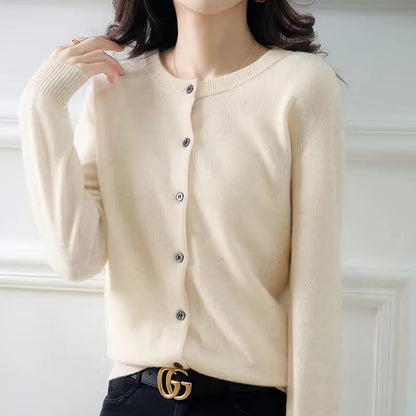 AOSSVIAO 2026 Women Cardigans Sweater O-neck Autumn Winter Knitted Cashmere Cardigans Solid Single Breasted Womens Sweaters