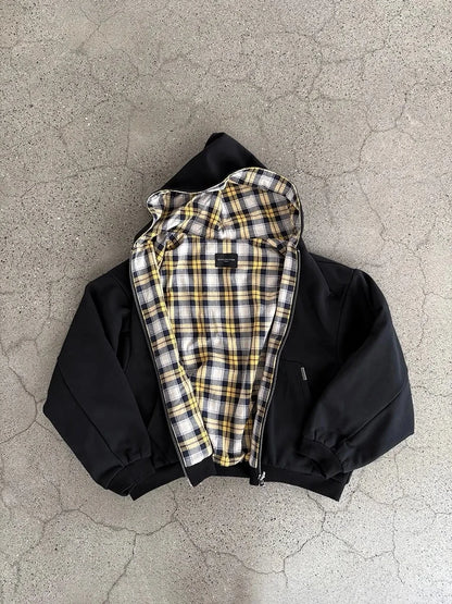 American Double-Sided Plaid Loose Zipper Hoodie Men Y2K New Harajuku Hip-Hop Gothic Couple Casual Joker Sweatshirt Street Wear