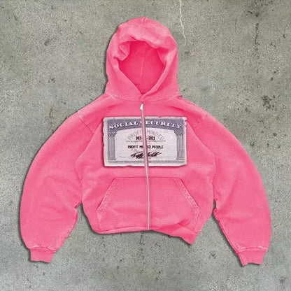 Korean Fashion Simple Gray Double Sided Oversized Zipper Hoodie Women Y2K New Harajuku Gothic Casual Joker Couple Sweatshirt