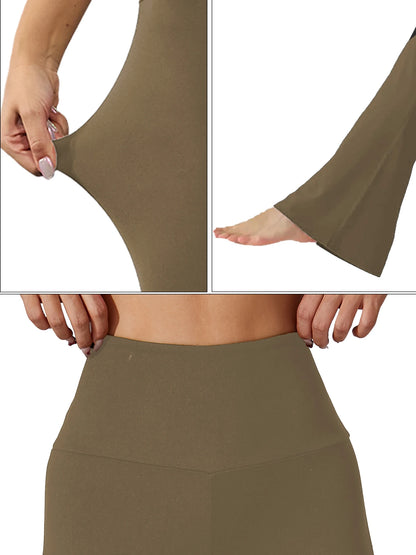 Women's Super Soft Flare Pants High Waisted Tummy Control Workout Yoga Push Up Gym Fitness Long Leggings Bell Bottoms