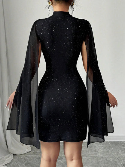 Dresses for Women New Long Sleeve Stand Collar Women Dress Slim Black Package Hip Dress Women Vestidos De Verano Mujer 2025 Q497