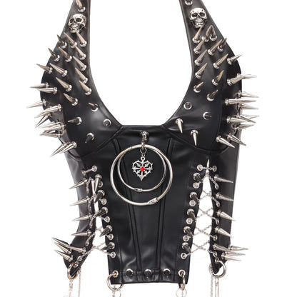 Goth Top Y2K Clothes Women's Tanks Emo Clothing Gothic Boho Tops with Spikes Punk Rock Teens Festival Spiked Bra Grunge T shirt