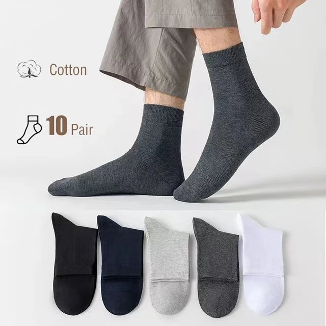 5/10 Pairs High Quality Men‘s Socks Cotton Casual Business Middle Black Breathable Male Crew Socks Dress Gifts Socks Size 38-44