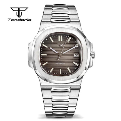 Simple Retro 40mm Square Sapphire Glass 100m Waterproof NH35A Automatic movement Dress WristWatch for Mens Green Luminous