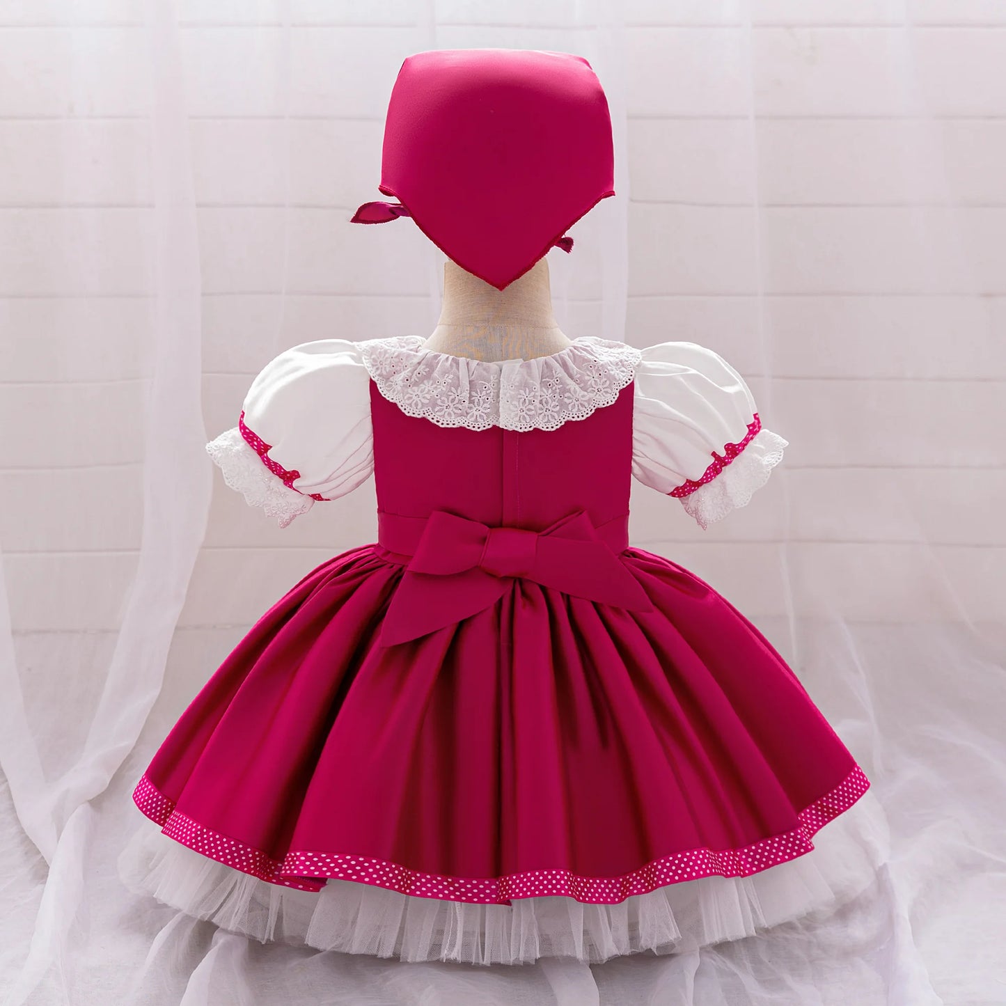Ma Sha and Bear Toddler Girl Party Lolita Maid Dresses 2pcs Infant 1st Birthday Princess Dress Wedding Bridesmaids Kids Clothing