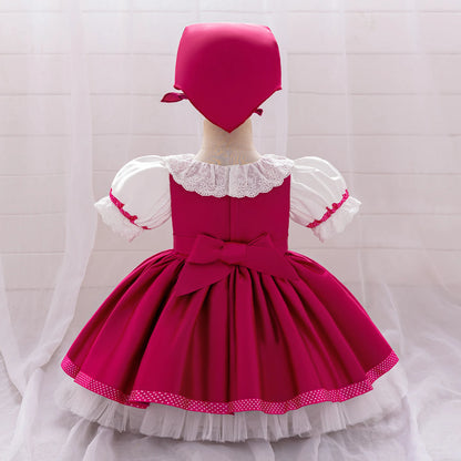 Ma Sha and Bear Toddler Girl Party Lolita Maid Dresses 2pcs Infant 1st Birthday Princess Dress Wedding Bridesmaids Kids Clothing