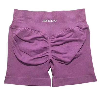 HISTELLO Sports Shorts Low Waist Seamless Scrunch Stretch Women Breathable Elastic Fitness Running Gym Yoga Workout Leggings