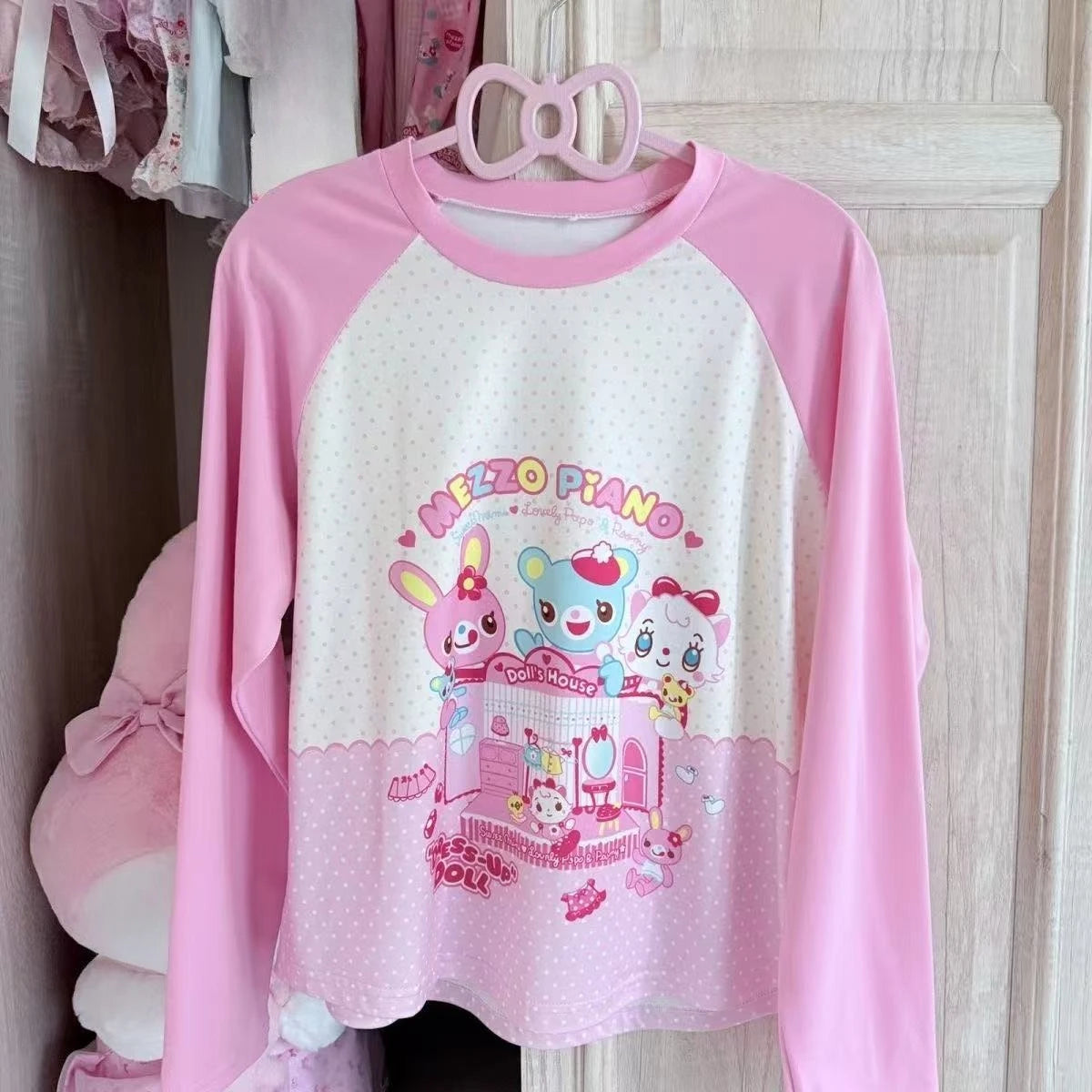 Japanese Kawaii Crop Tops Cartoon Print Harajuku Lolita Short Sleeve T-shirts Women Y2k Aesthetic Slim Tee Vintage Fairy Grunge