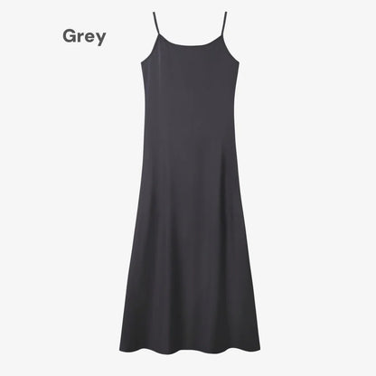 AS AW25 elegance slip satin dress + knitting cross top +mockneck woman clothing set adjustable maxi floor length