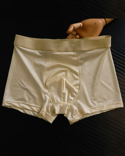 4pcs Luxury Summer Smooth Cool Satin-like Men's Boxer Shorts Underpants Breathable Crotch Male Underwear Panties Boxer Brifes