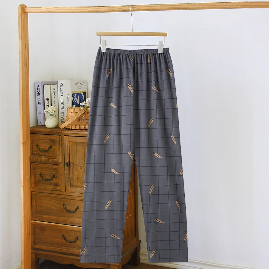 Extra Large Size Stylish Pajama Pants for Men, Spring and Autumn, Plus Size, Oversized, Casual Long Pants, Thin Style, Home Wear Pants