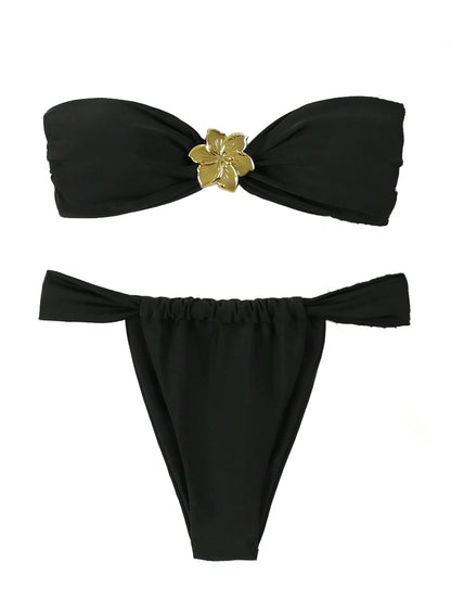 "2026 Sexy Bandeau Push-Up Bikini Set - Brazilian Thong Swimwear for Women"
