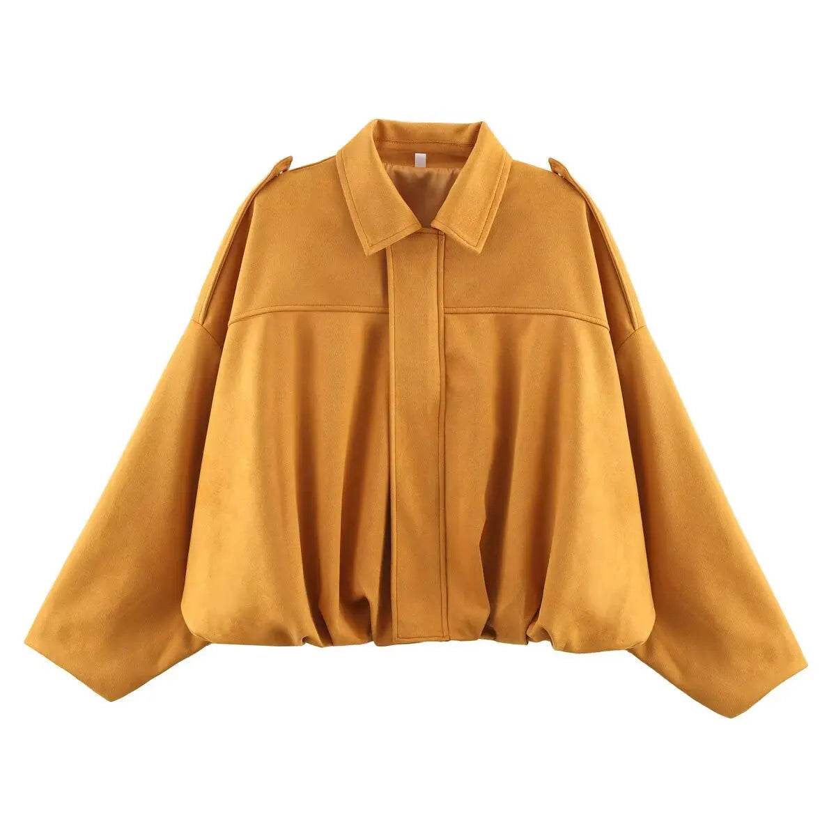 TFMLN Women Suede Bomber Jacket Spring New Fashion Long Sleeve Zipper Oversize Solid Bomber Coat Chic Lady 2025 Streetwear