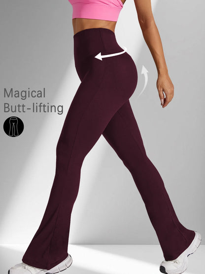 Women's Super Soft Flare Pants High Waisted Tummy Control Workout Yoga Push Up Gym Fitness Long Leggings Bell Bottoms