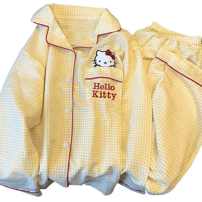 New Anime Sanrio Short Pajamas Hello Kitty Kuromi Kawaii Cartoon Loose Sleepwear Pajamas Sets Short Clothes Girl Birthday Gifts