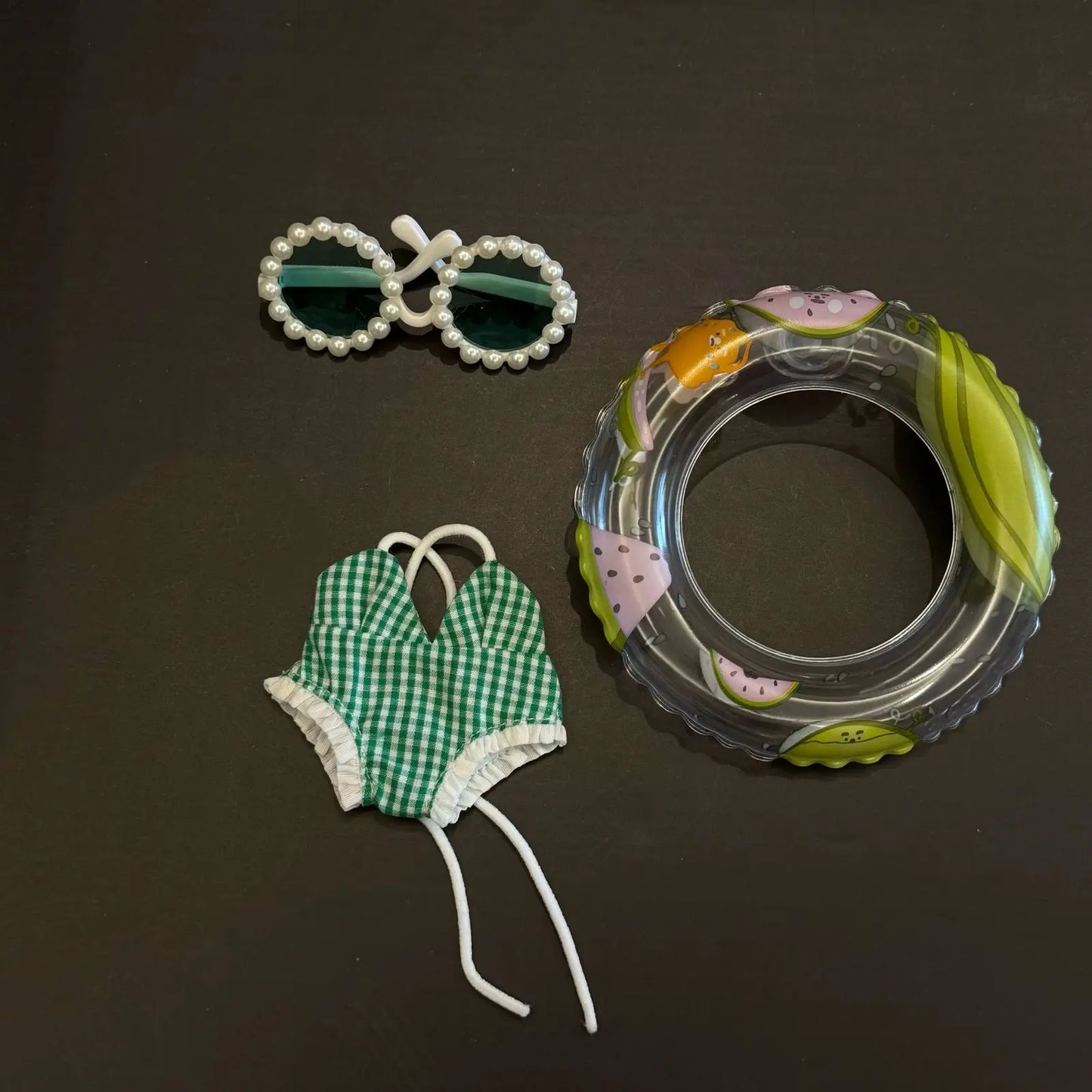 Doll'S Clothes Outfit Accessories For Ropa Labubu 10cm cotton doll BJD Swimsuit glasses beach diving surfboard straw bag