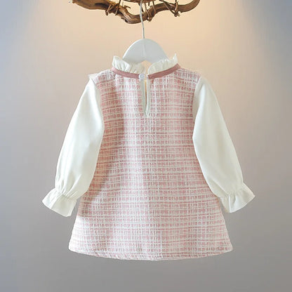 Baby Girl Dresses Spring/Fall Bow-Tie Plaid Long-Sleeve Girls' Dress Adorable Princess Baby Dress Baby Girl Clothes