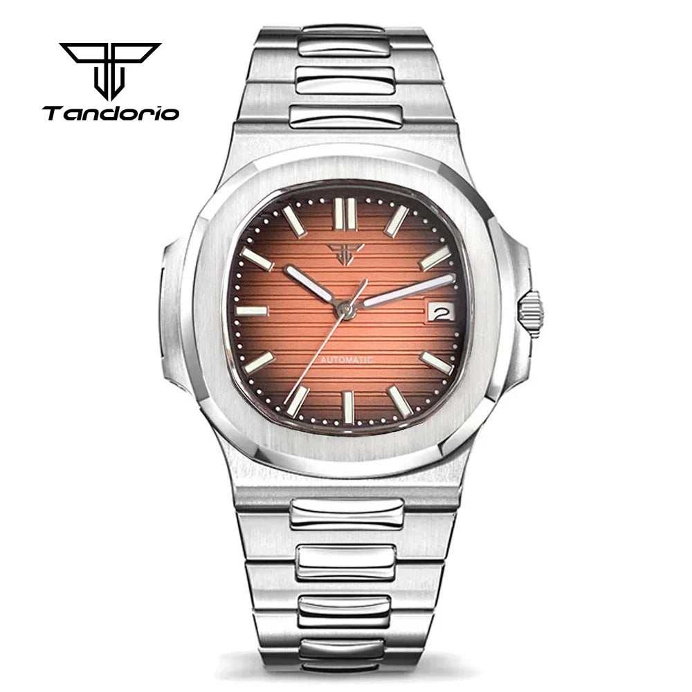 Simple Retro 40mm Square Sapphire Glass 100m Waterproof NH35A Automatic movement Dress WristWatch for Mens Green Luminous