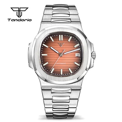 Simple Retro 40mm Square Sapphire Glass 100m Waterproof NH35A Automatic movement Dress WristWatch for Mens Green Luminous