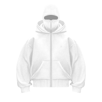 Plain Design Hooded Zip Up Sweatshirt for Men Women Autumn Winter Ins Style Couple Matching
