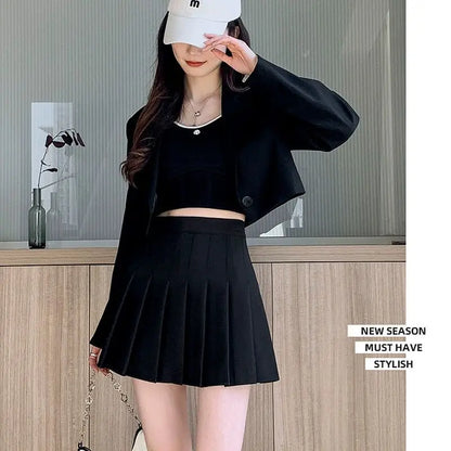 New pleated skirt for 2025 Womens Mini Skirts Japanese School High Waist Kawaii Cute grey Plaid Skirt Uniform Harajuku Jupe
