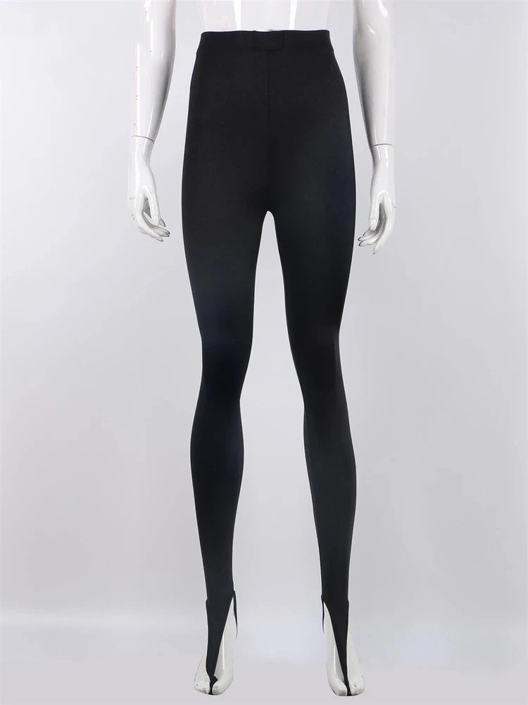 Korean Fashion High-Waisted Black Skinny Y2K Women's Pants Glitter Casual Club Leggings Long 2025