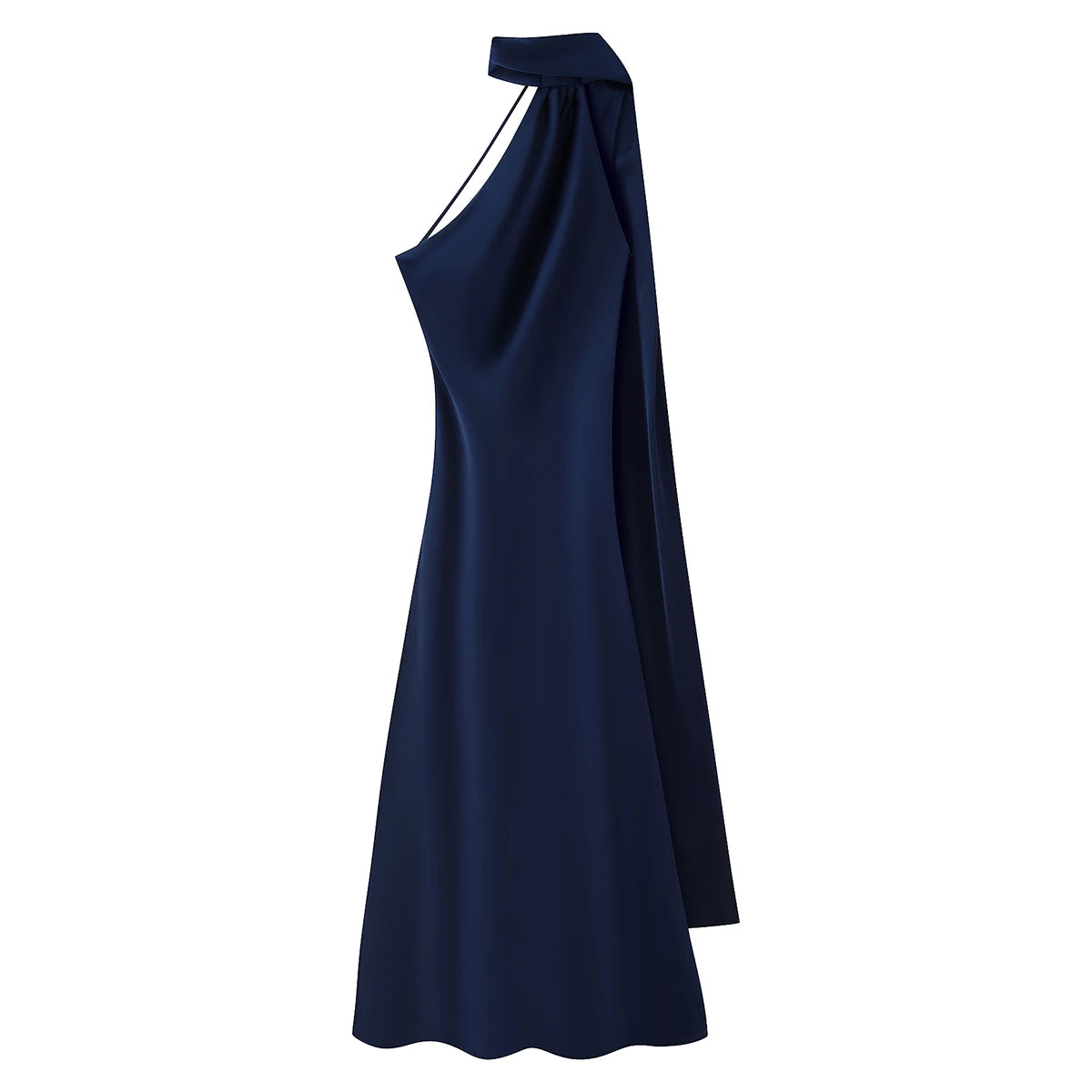 Elegant Women's Ribbon Long Satin Party Dress Halter Backless Sleeveless Female Dresses 2026 Summer Lady Solid Evening Gowns