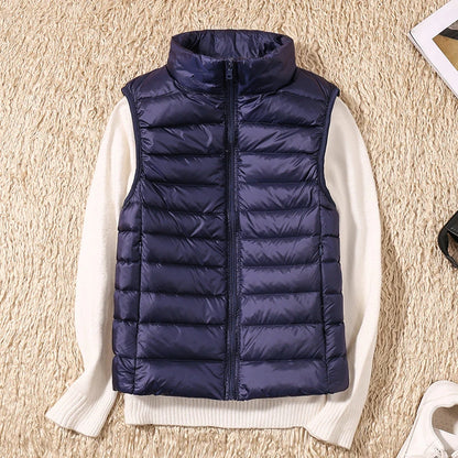 Women Vests 2023 New Autumn Winter Ultra Light Duck Down Vest Female Slim Sleeveless Jacket Windproof Warm Puffer Waistcoat