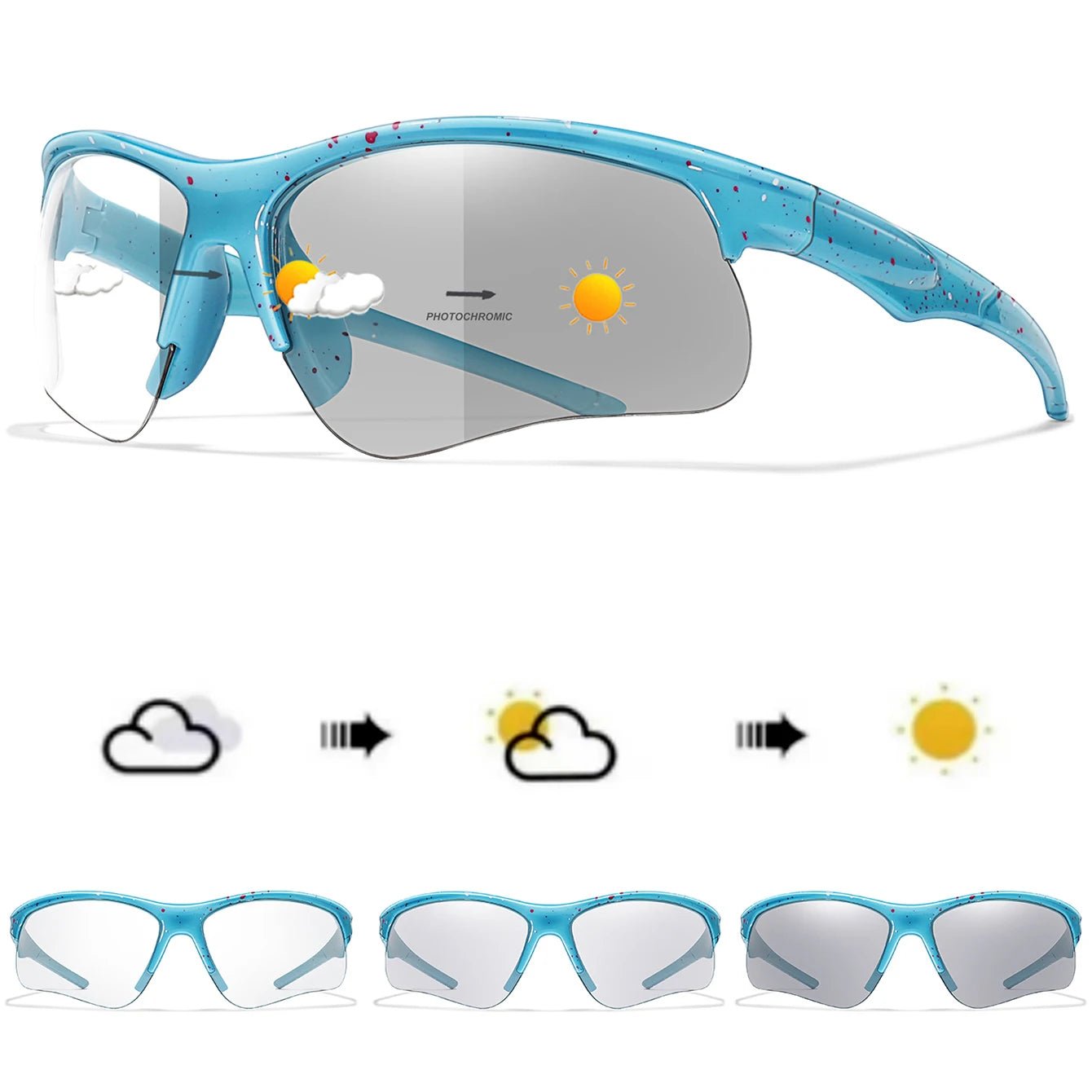Trendy Style Photochromic Sunglasses For Men Women Outdoor Mtb Bicycle Cycling Runnging Eyewear Sports Bike Windproof Goggles
