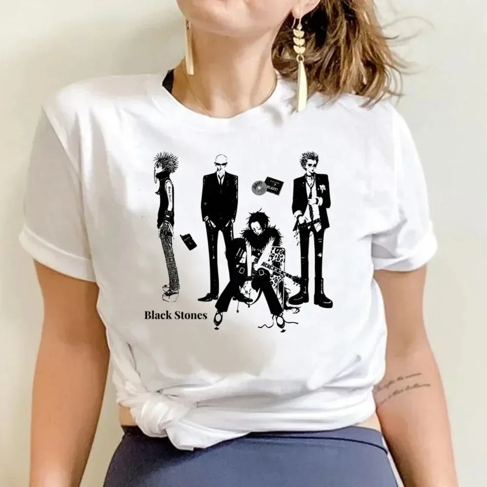 NANA Japanese Anime T-shirt Cartoon Print Unisex Tops Black Stones Streetwear Sweatshirt Men Women Tees Female Streetwear