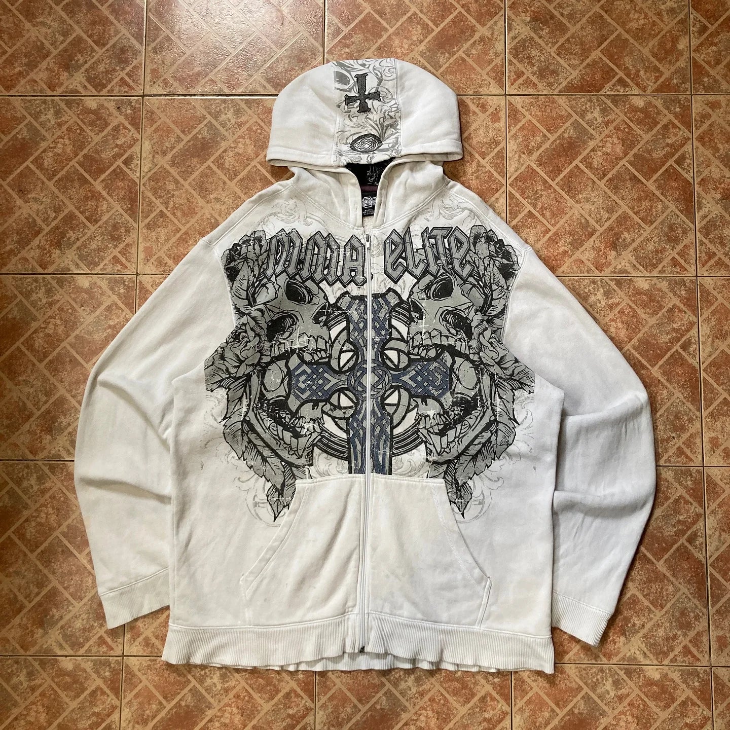 American Double-Sided Plaid Loose Zipper Hoodie Men Y2K New Harajuku Hip-Hop Gothic Couple Casual Joker Sweatshirt Street Wear