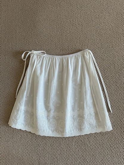 Solid Harajuku White Beige Mesh Lace Skirt Y2k Korean Girl Stacked Skirt Chic Apron Wrap Skirt Lace Up Matching Pants Streetwear